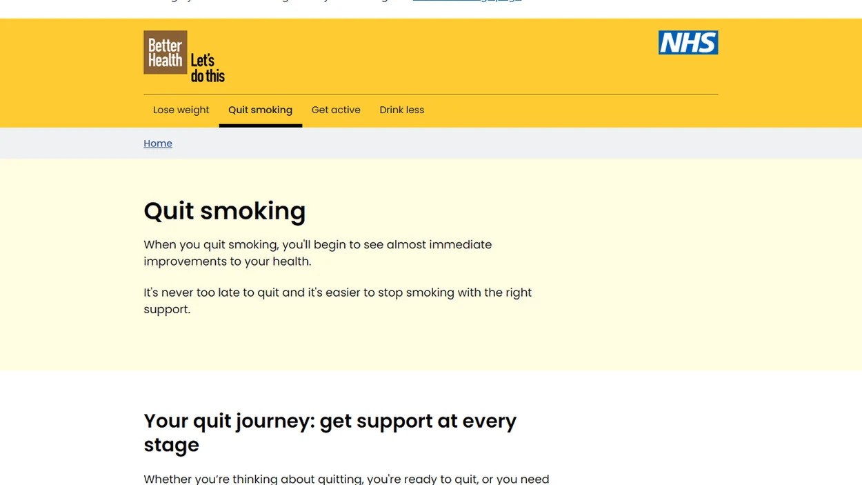 NHS Better Health interface screenshot